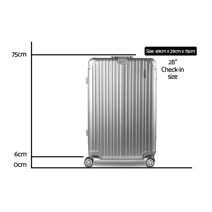 Wanderlite 28" TSA Lightweight Aluminum Luggage Suitcase - Silver