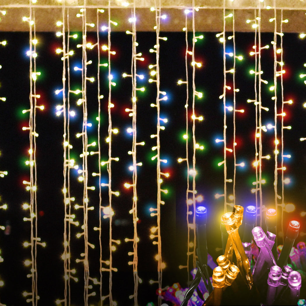 EMITTO 3*3M LED Curtain Fairy Lights Multi Colour 3x3 Meter-1831593020840087558