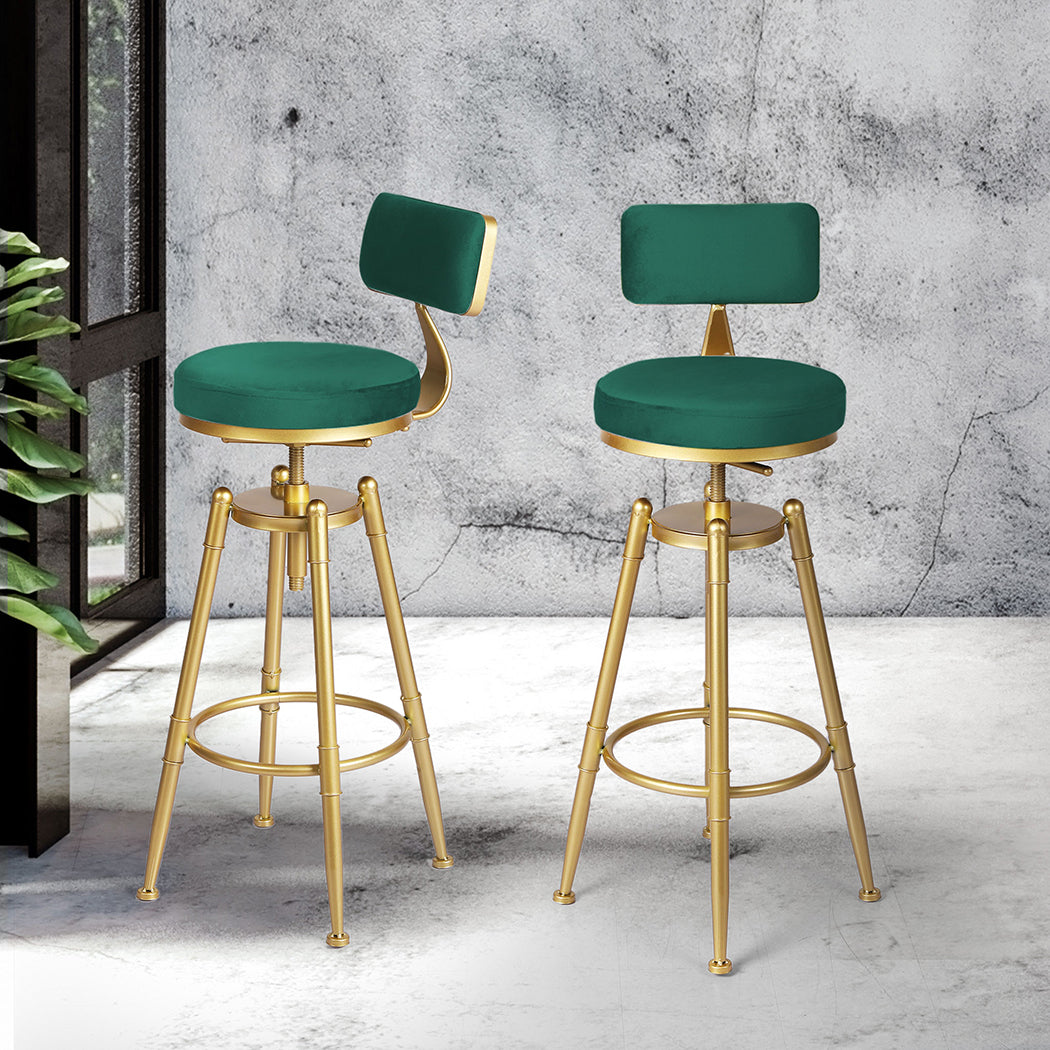 Levede 1x Bar Stools Velvet Kitchen Green-1831592665318297606