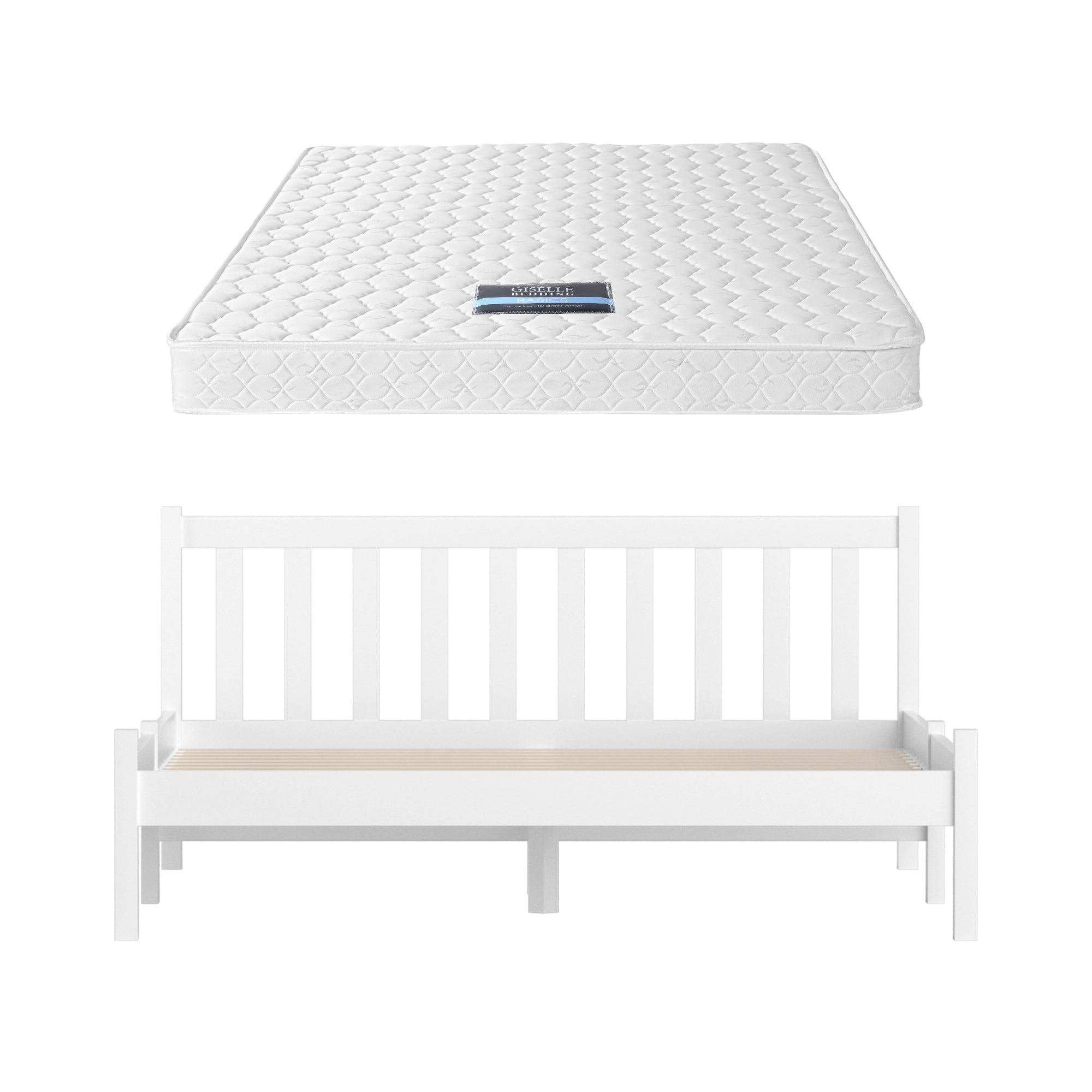 Dayton (Double) Bed Frame & Mattress Set - White