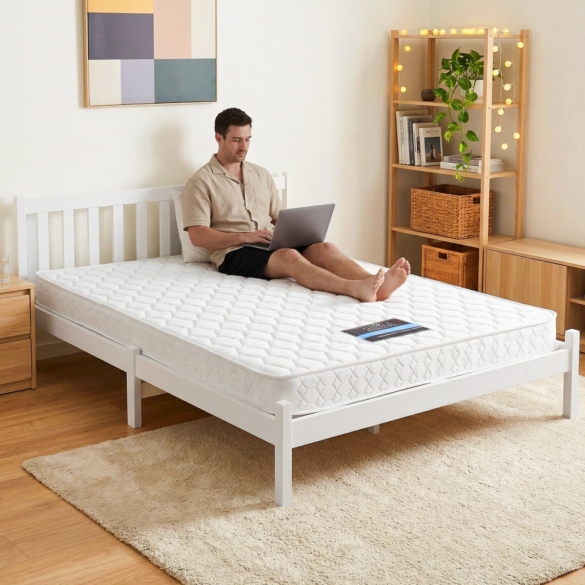 Dayton (Double) Bed Frame & Mattress Set - White