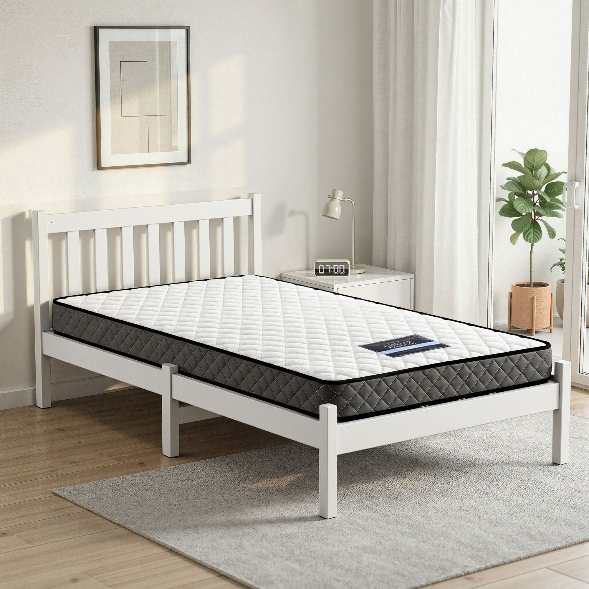 Dayton (Single) Bed Frame & Mattress Set - White