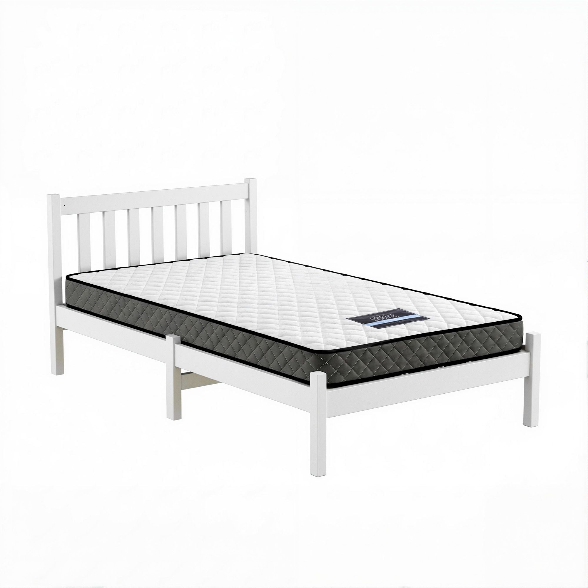 Dayton (Single) Bed Frame & Mattress Set - White
