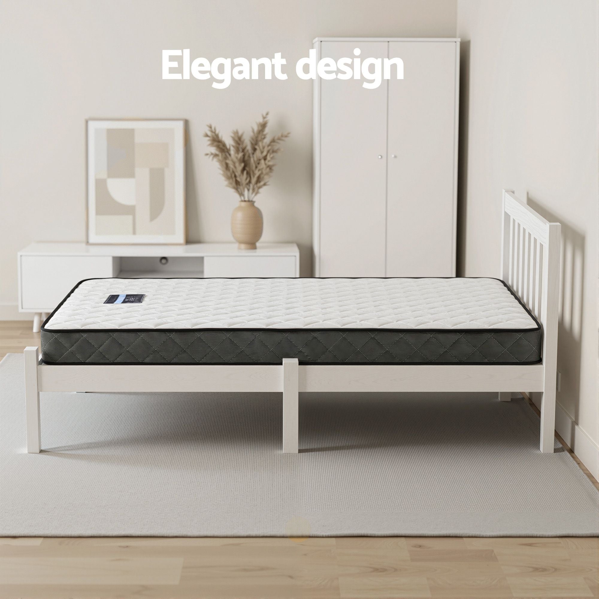Dayton (Single) Bed Frame & Mattress Set - White