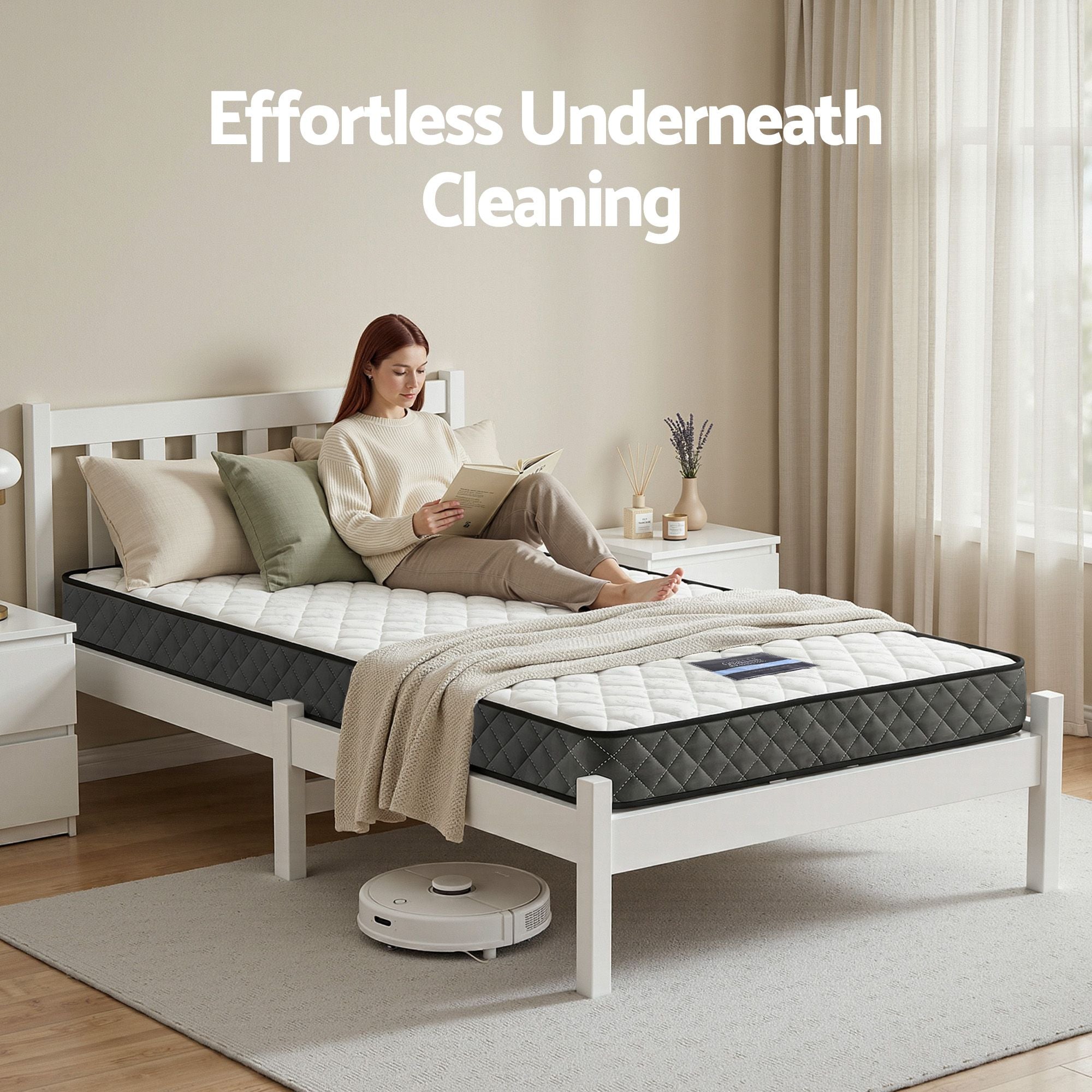 Dayton (Single) Bed Frame & Mattress Set - White