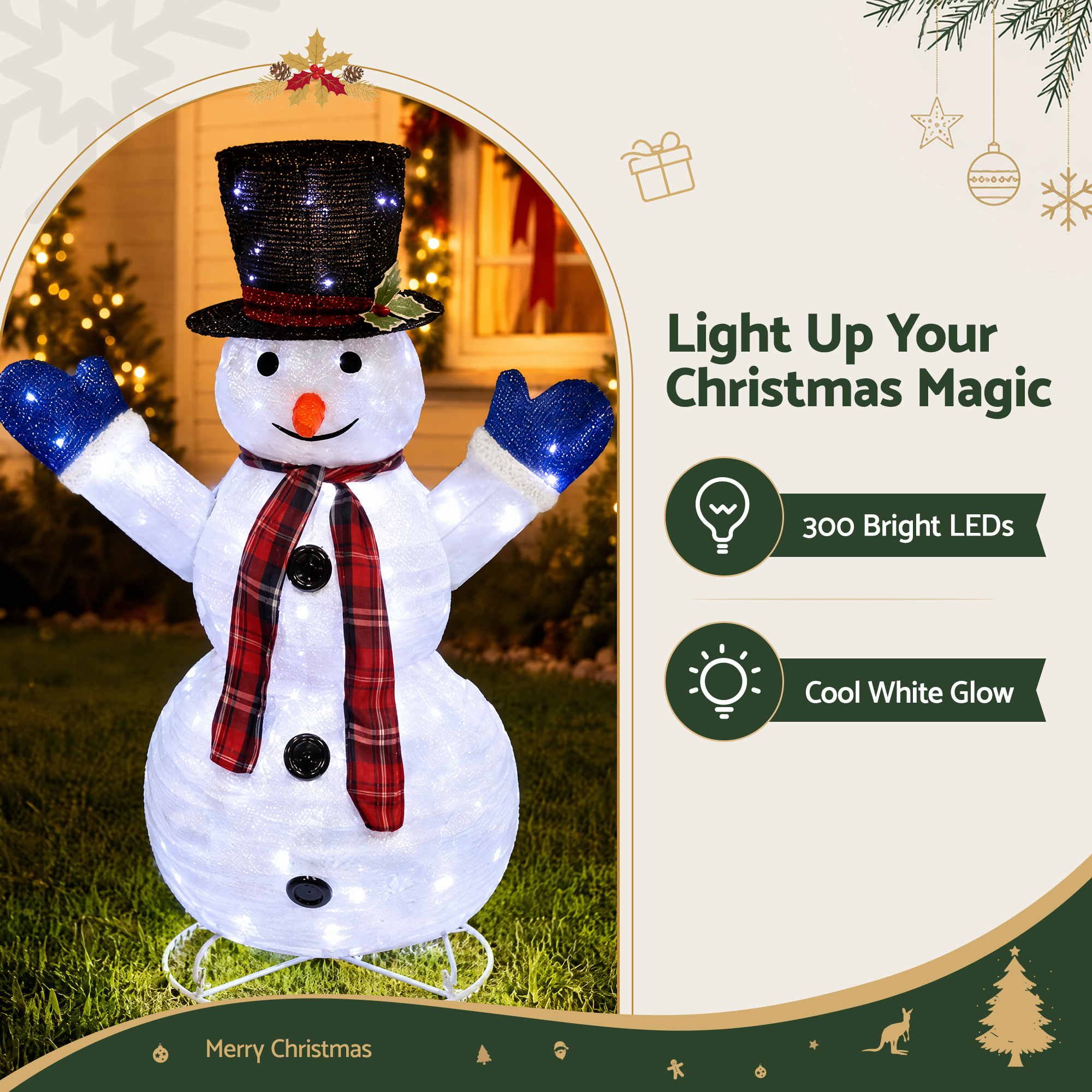 155cm 3PC Snowman 3D LED Christmas Motif Light