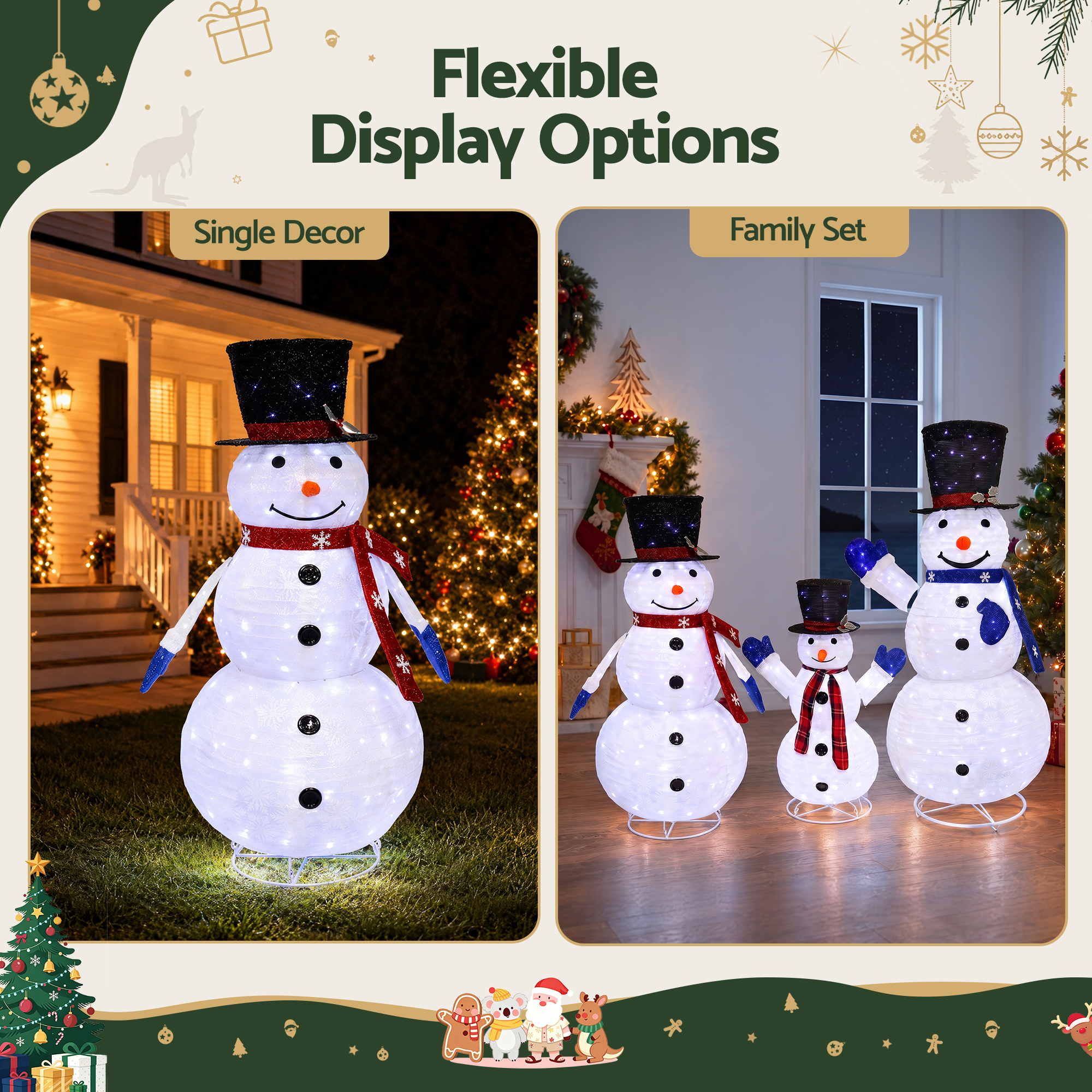 155cm 3PC Snowman 3D LED Christmas Motif Light