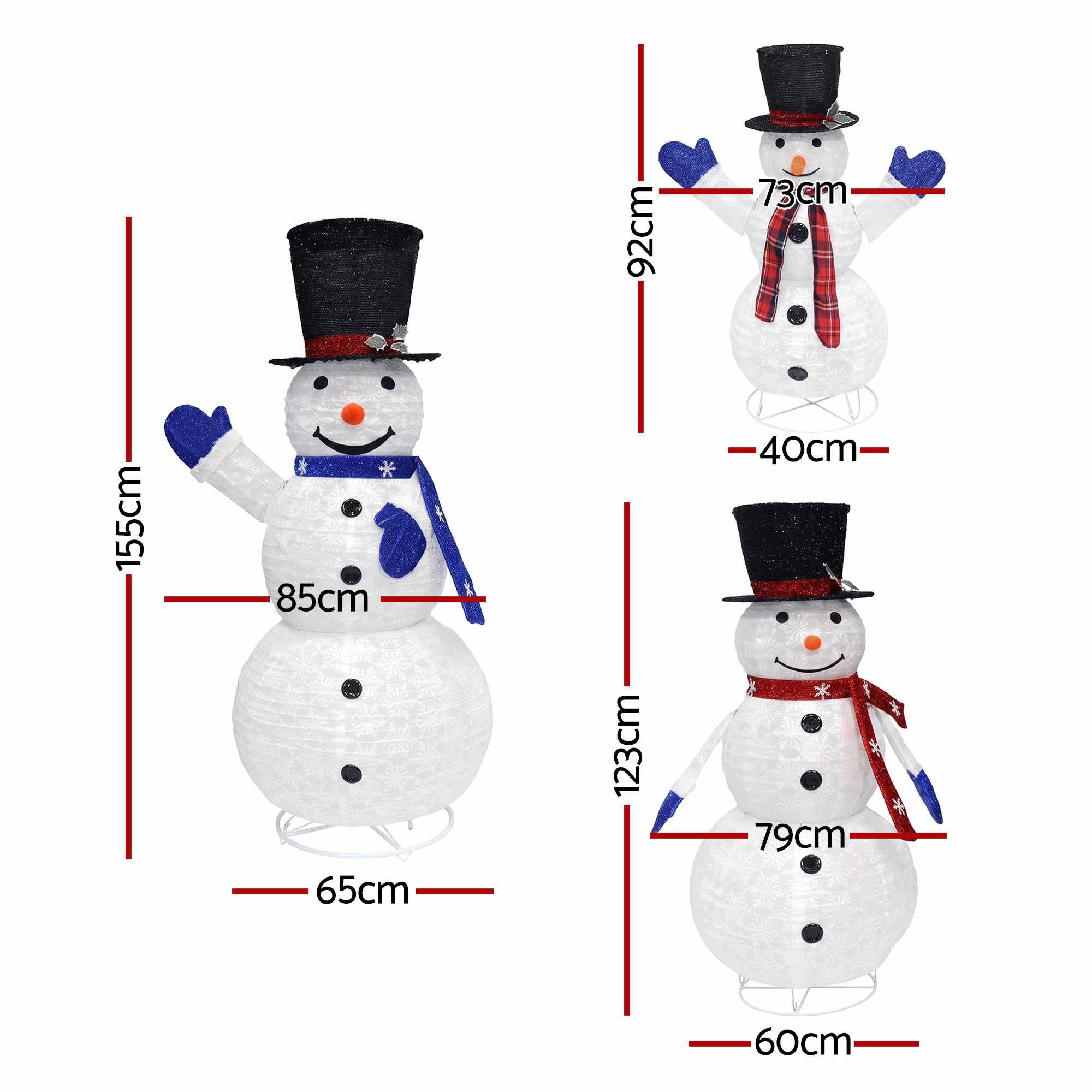 155cm 3PC Snowman 3D LED Christmas Motif Light
