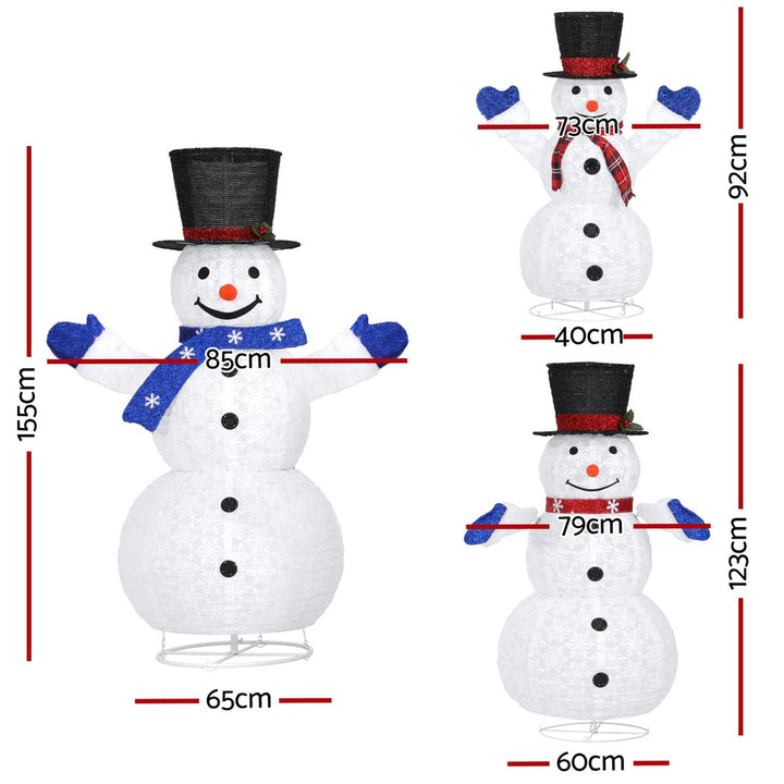 155cm Snowman Set 3D Christmas Motif Light LED