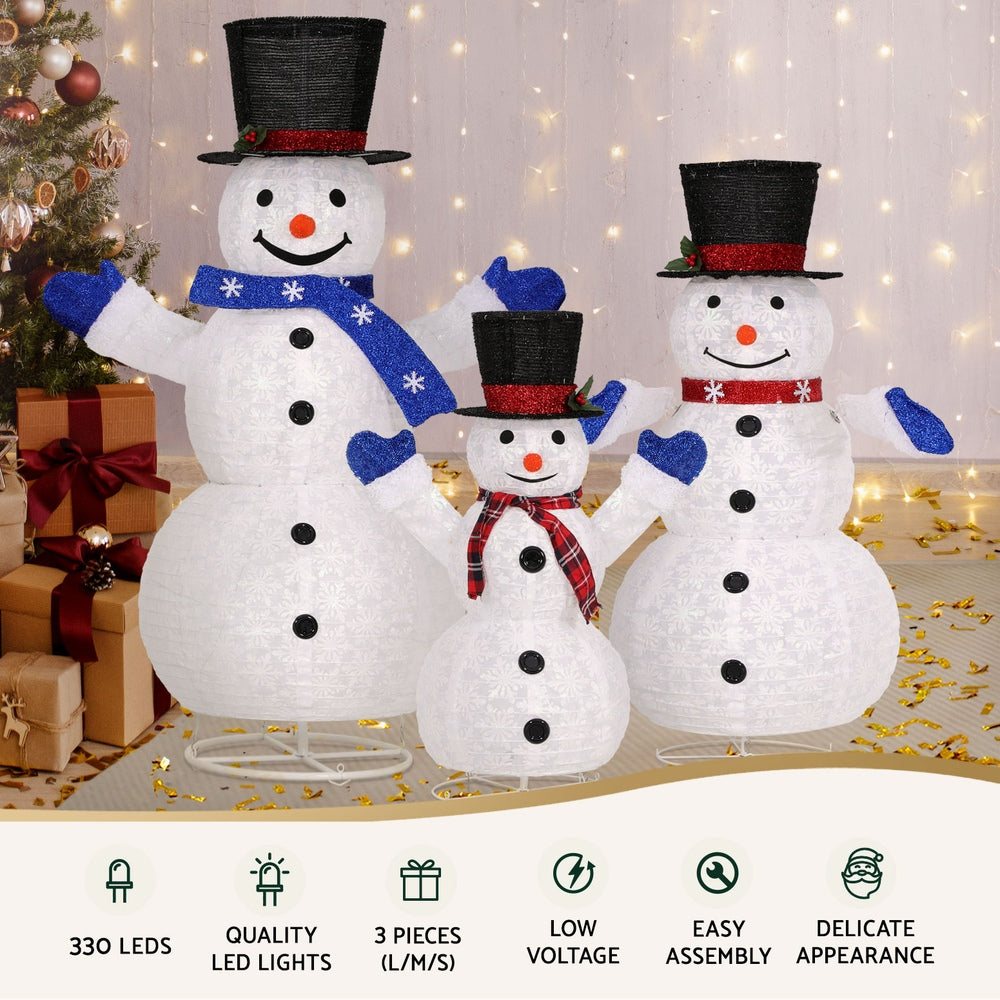 155cm Snowman Set 3D Christmas Motif Light LED - Homecoze