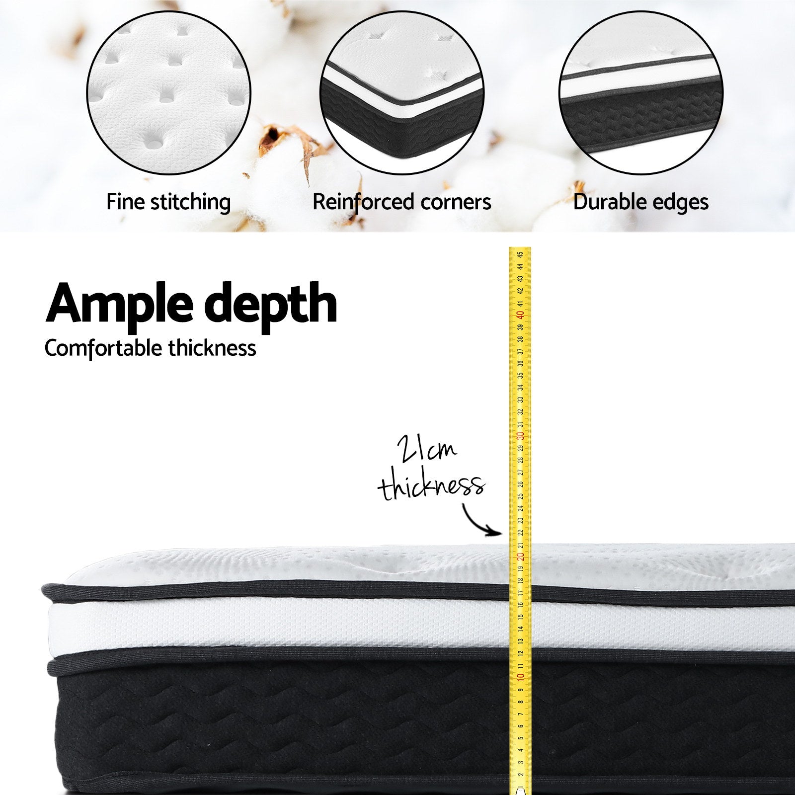 Aurora (Queen) Euro Top Spring Mattress – 21cm - Homecoze