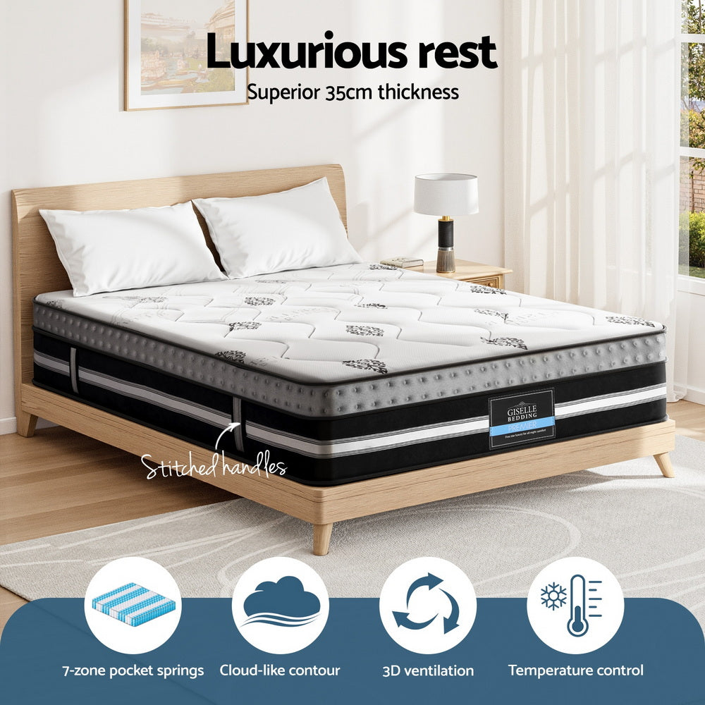 Giselle Bedding Double Mattress 35cm Bed in a Box Pocket Spring Gel Memory Foam - Homecoze