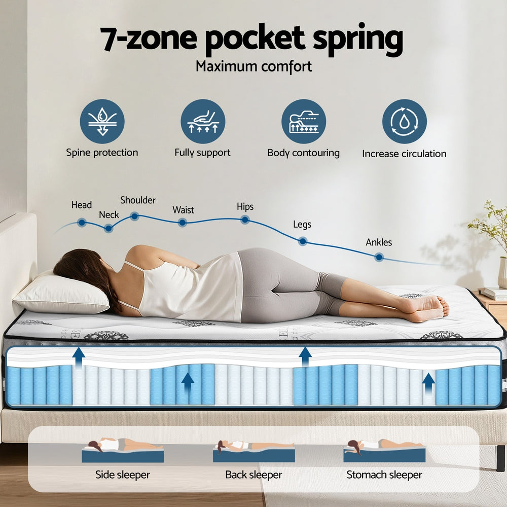 Giselle Bedding King Mattress 35cm Bed in a Box Pocket Spring Gel Memory Foam - Homecoze