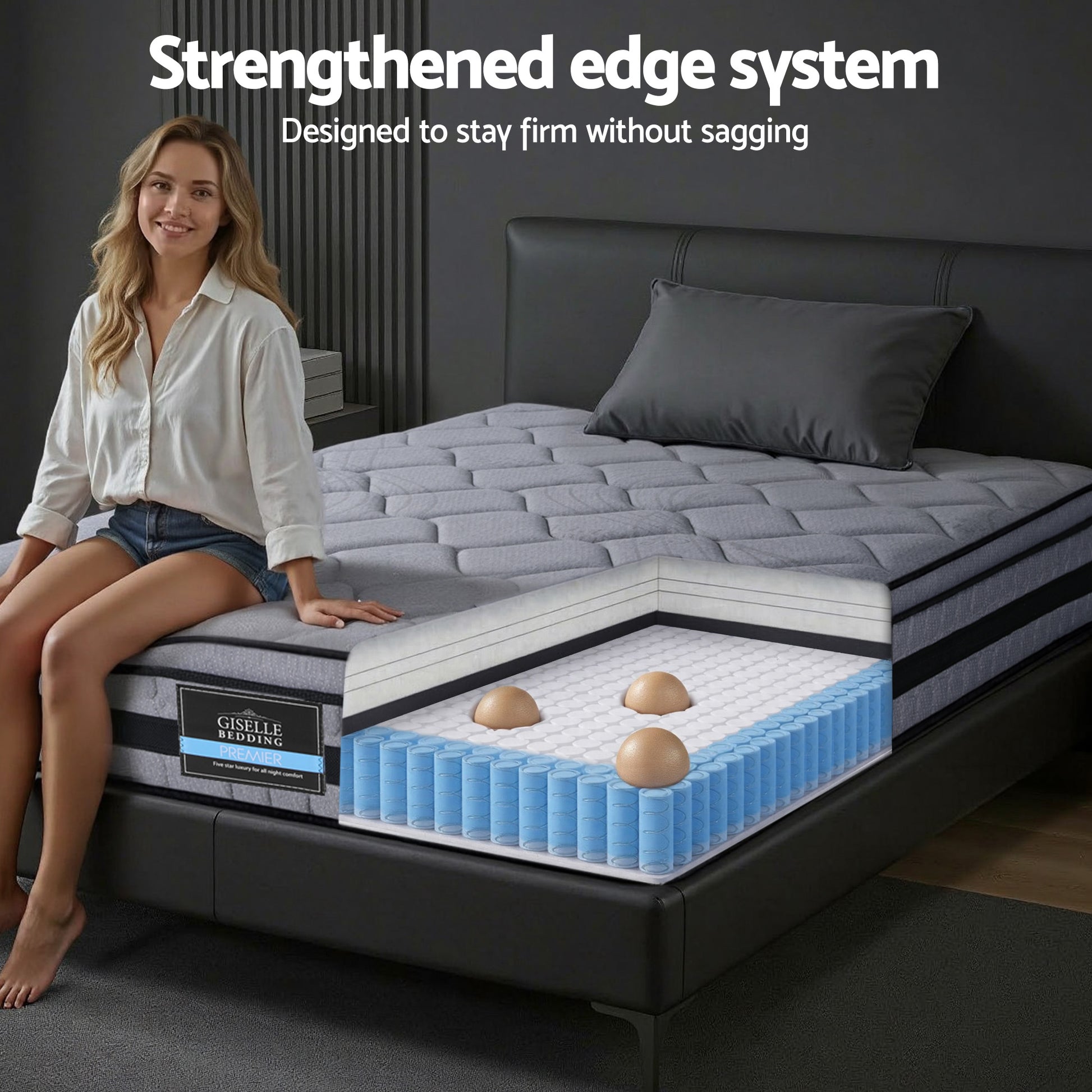 Giselle Bedding 34cm King Single Mattress Hybrid, Pocket Spring Bed Mattress - Homecoze