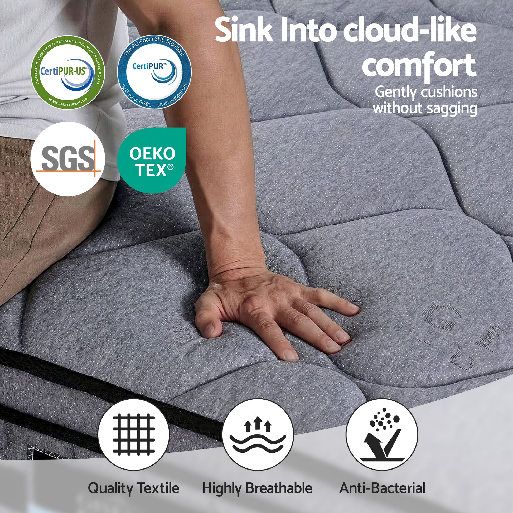 Giselle Bedding 34cm King Single Mattress Hybrid, Pocket Spring Bed Mattress - Homecoze