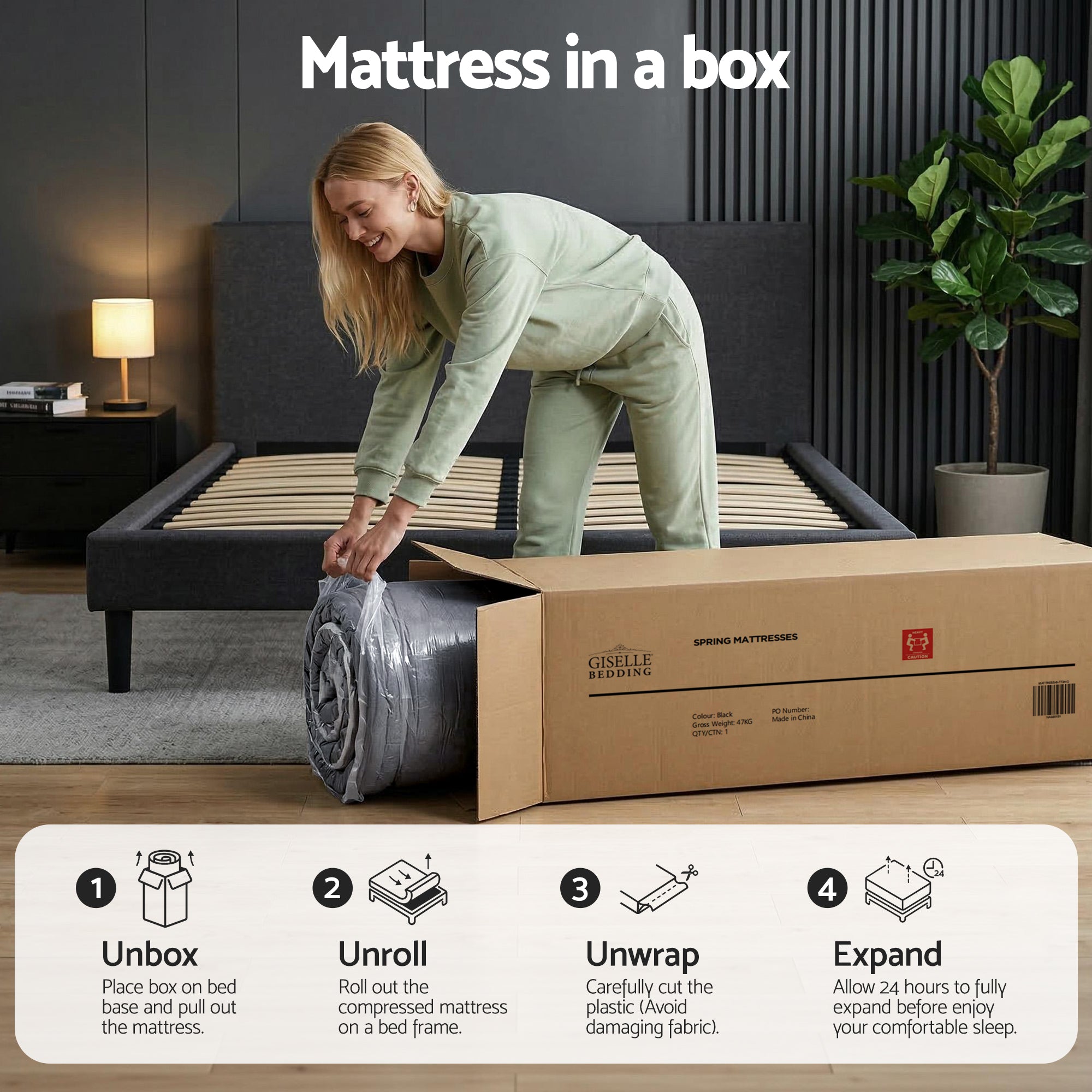 Giselle Bedding 34cm King Single Mattress Hybrid, Pocket Spring Bed Mattress - Homecoze
