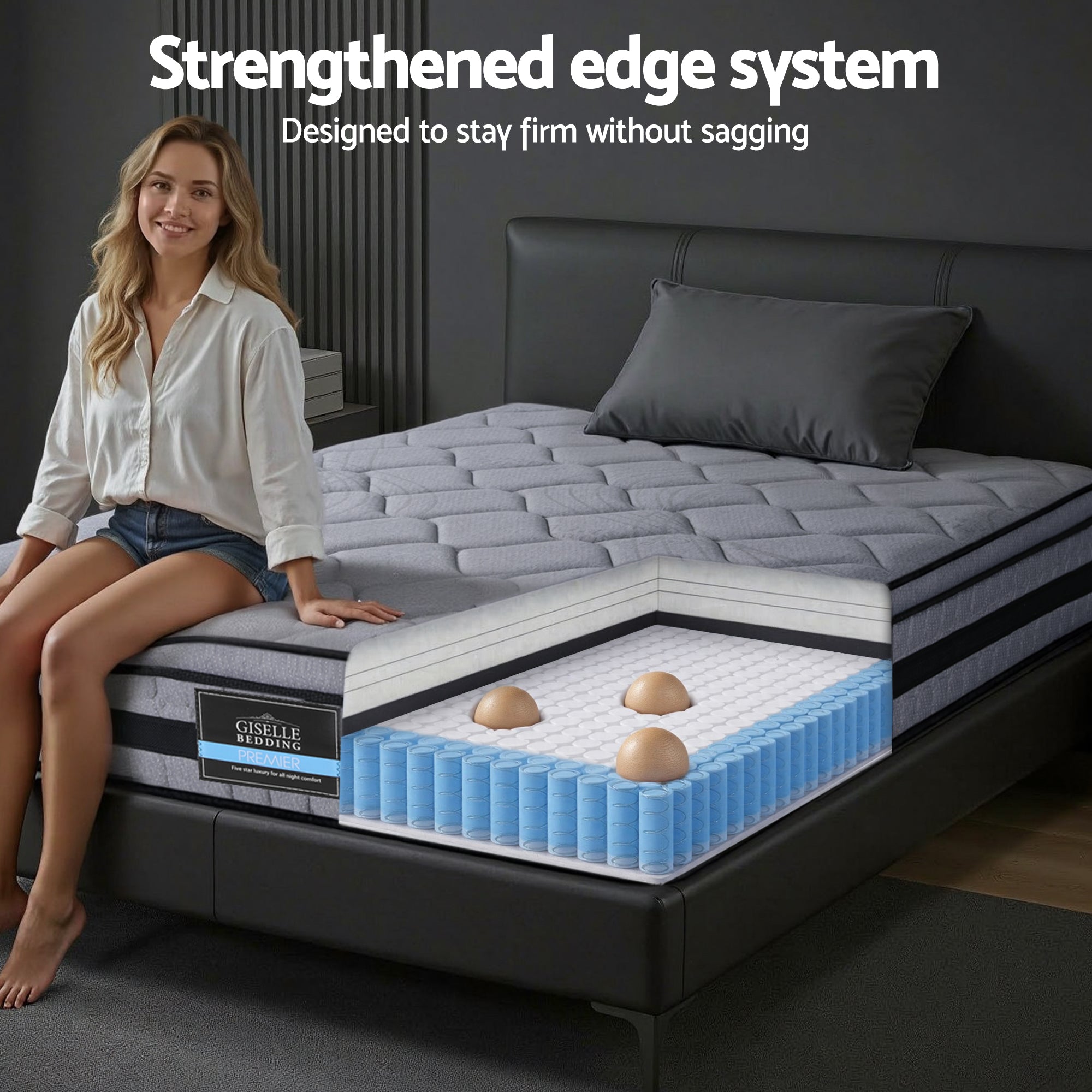 Giselle Bedding 34cm Single Mattress Hybrid, Pocket Spring Bed Mattress - Homecoze