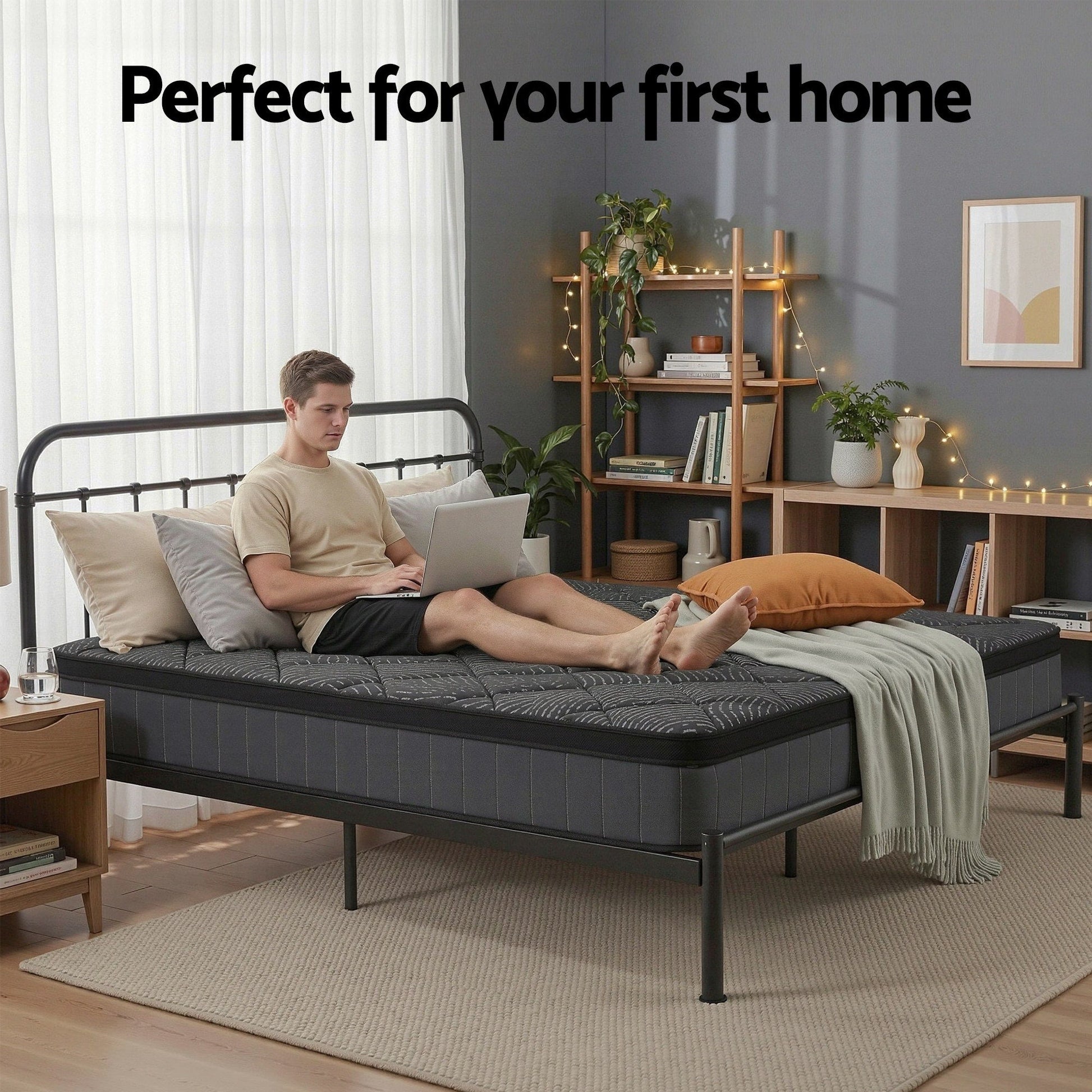 Giselle Bedding Double Mattress 25cm Pocket Spring Latex Euro Top Medium Firm Bed - Homecoze