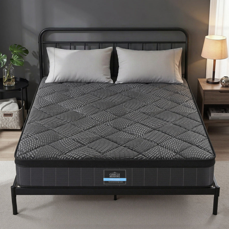 Giselle Bedding King Mattress 25cm Pocket Spring Latex Euro Top Medium Firm Bed - Homecoze