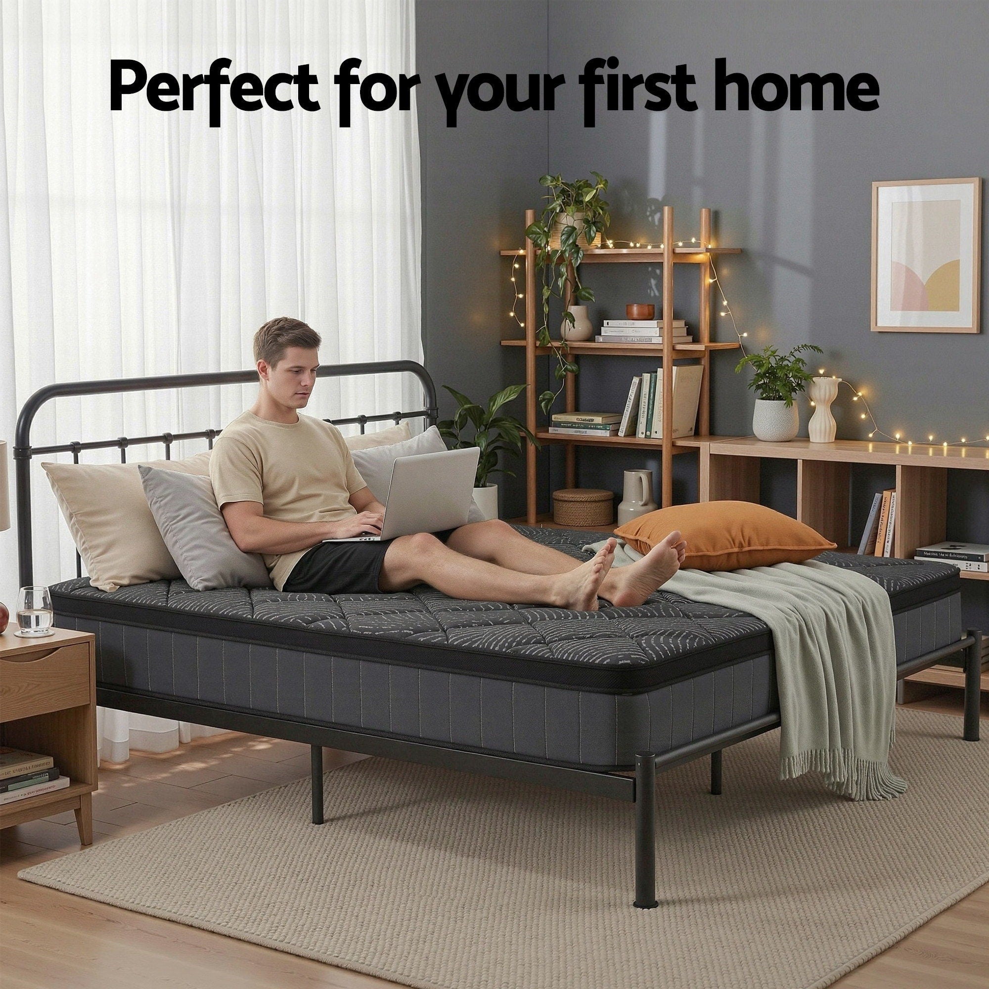 Giselle Bedding Queen Mattress 25cm Pocket Spring Latex Euro Top Medium Firm Bed - Homecoze