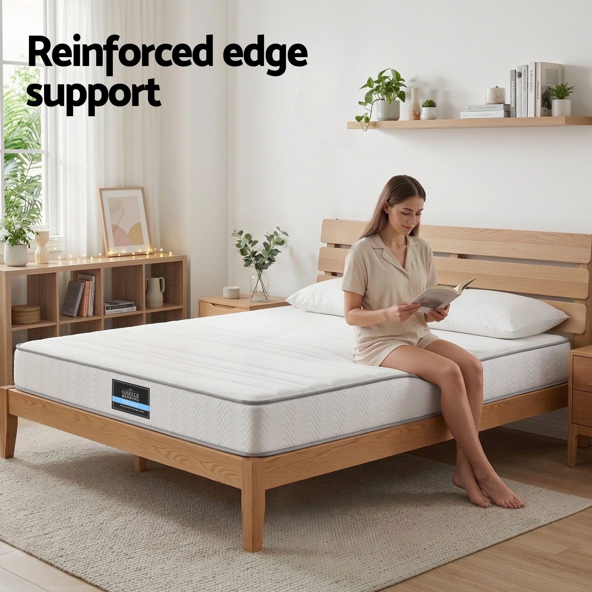 Giselle Double Mattress 20cm with Reinforced Edge Support Egg-Crate Foam - Homecoze