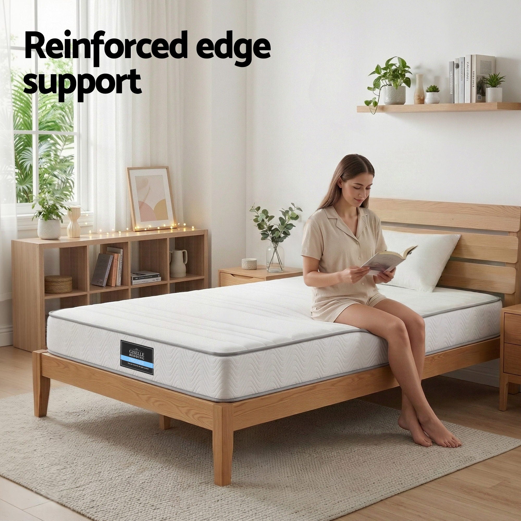 Giselle King Single Mattress 20cm with Reinforced Edge Support Egg-Crate Foam - Homecoze