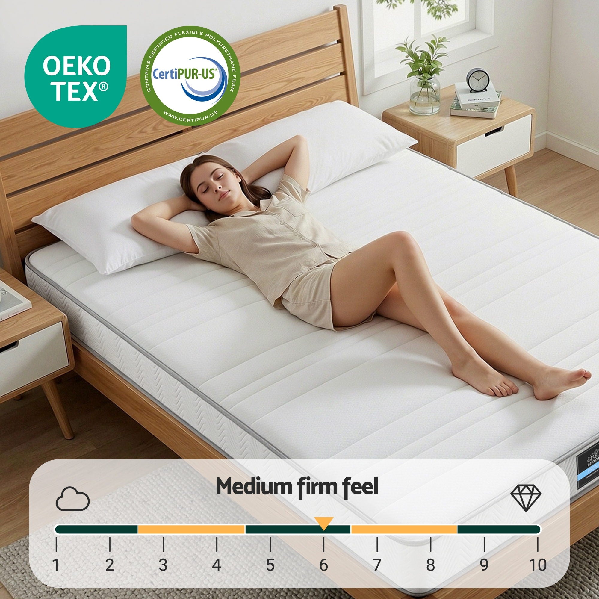Giselle Queen Mattress 20cm with Reinforced Edge Support Egg-Crate Foam - Homecoze