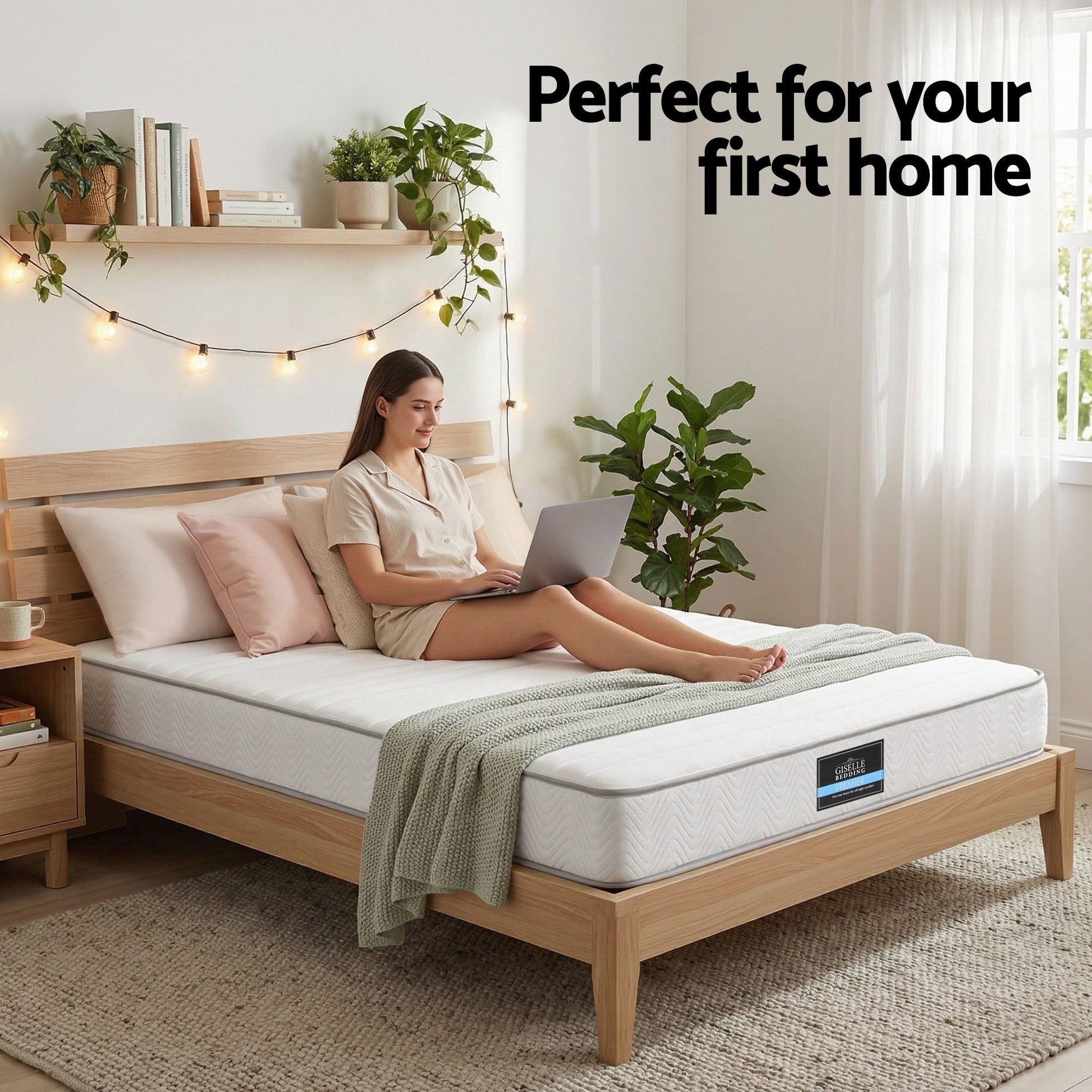Giselle Queen Mattress 20cm with Reinforced Edge Support Egg-Crate Foam - Homecoze