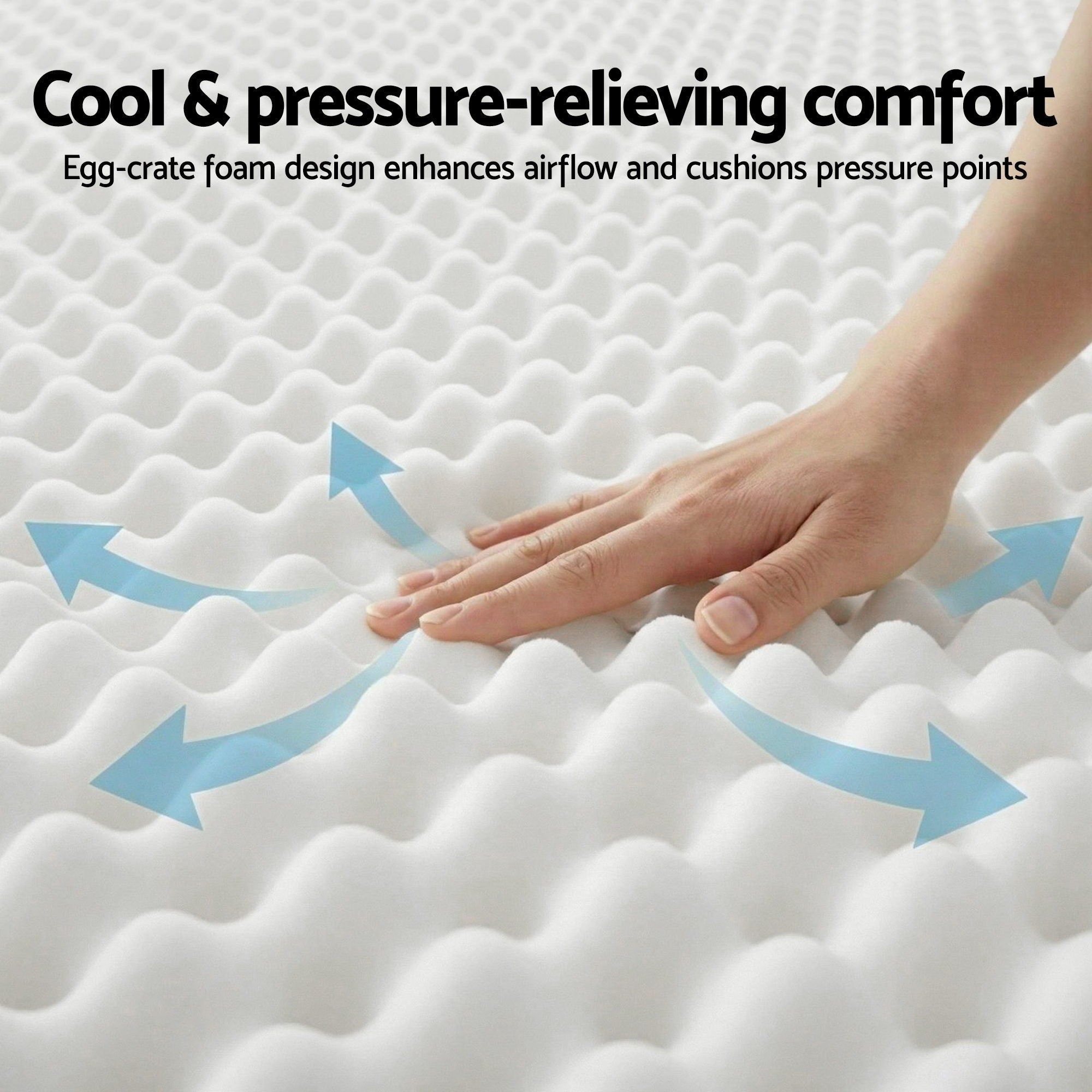Giselle Single Mattress 20cm with Reinforced Edge Support Egg-Crate Foam - Homecoze