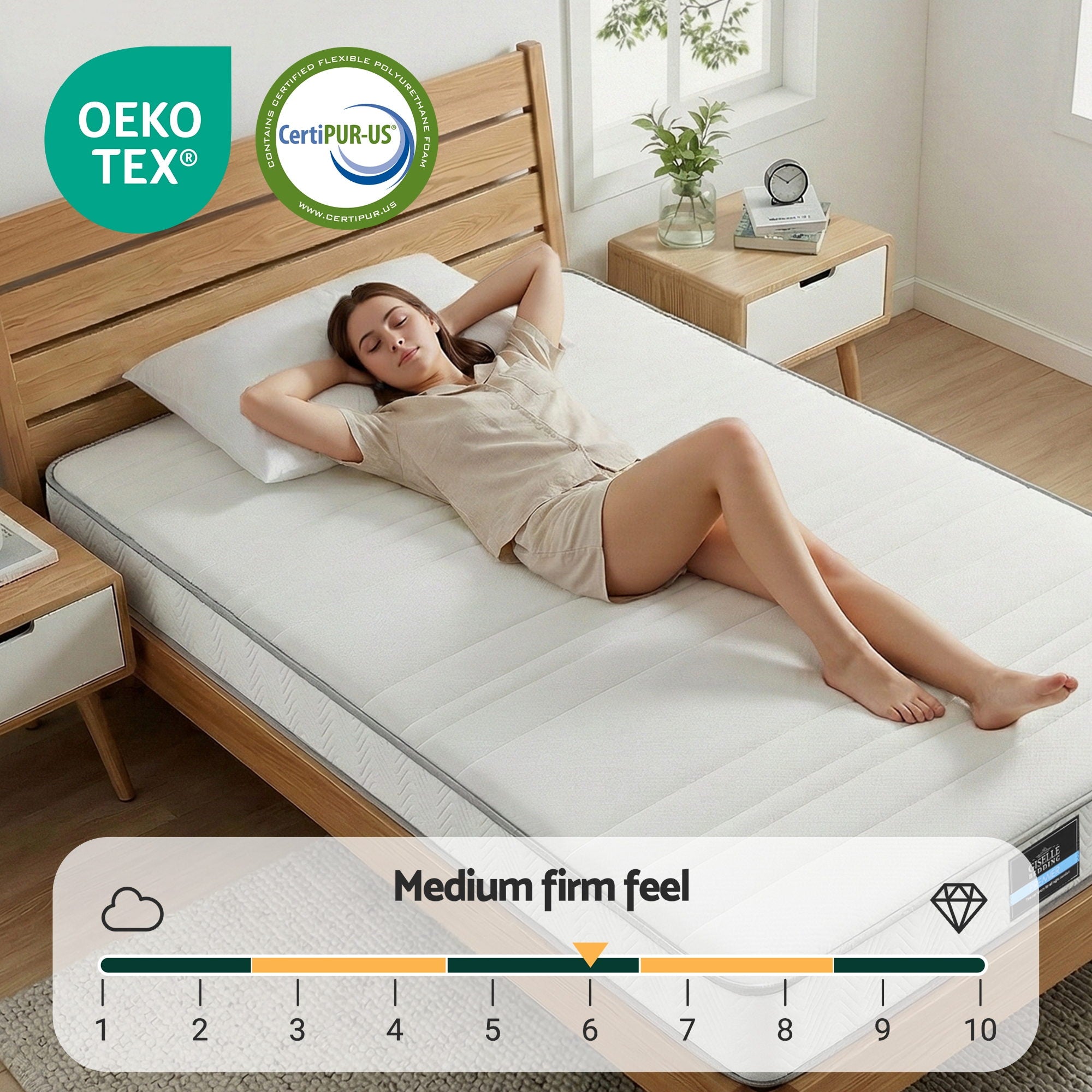 Giselle Single Mattress 20cm with Reinforced Edge Support Egg-Crate Foam - Homecoze