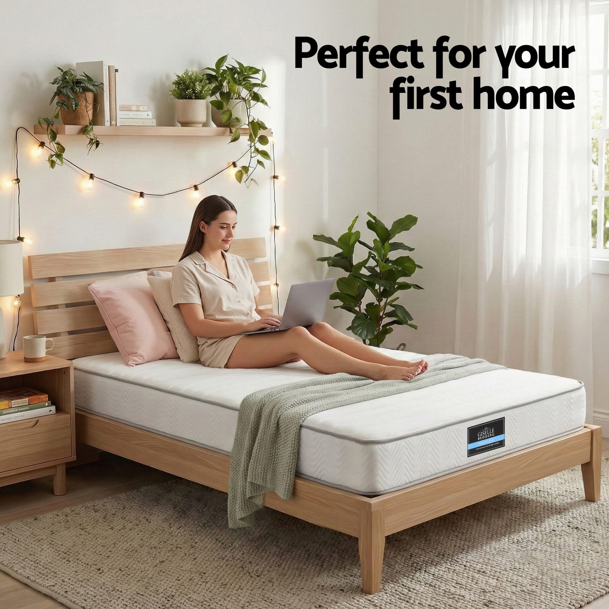Giselle Single Mattress 20cm with Reinforced Edge Support Egg-Crate Foam - Homecoze