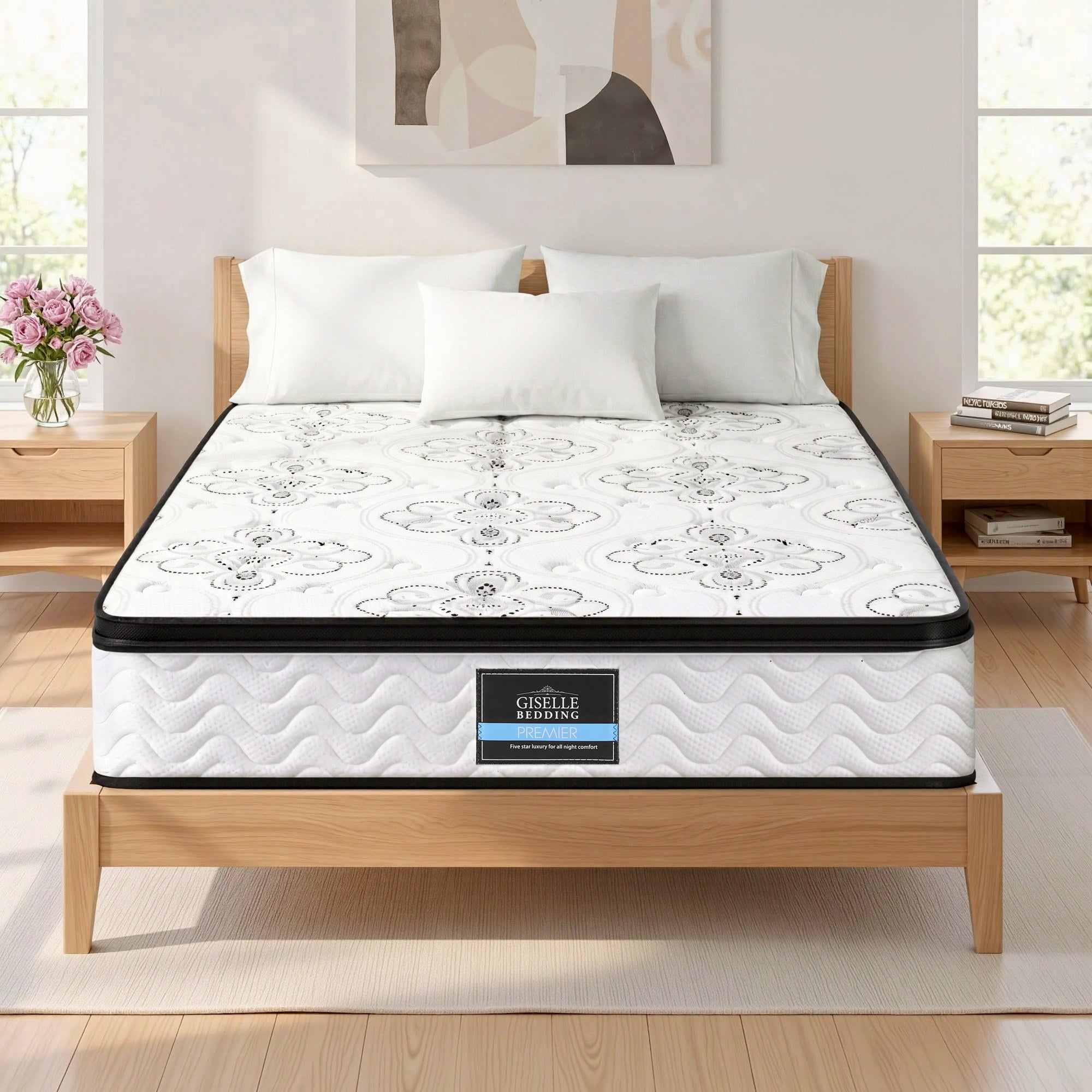 Giselle Bedding 30cm Mattress Pocket Spring Medium Firm Foam Euro Top Double - Homecoze