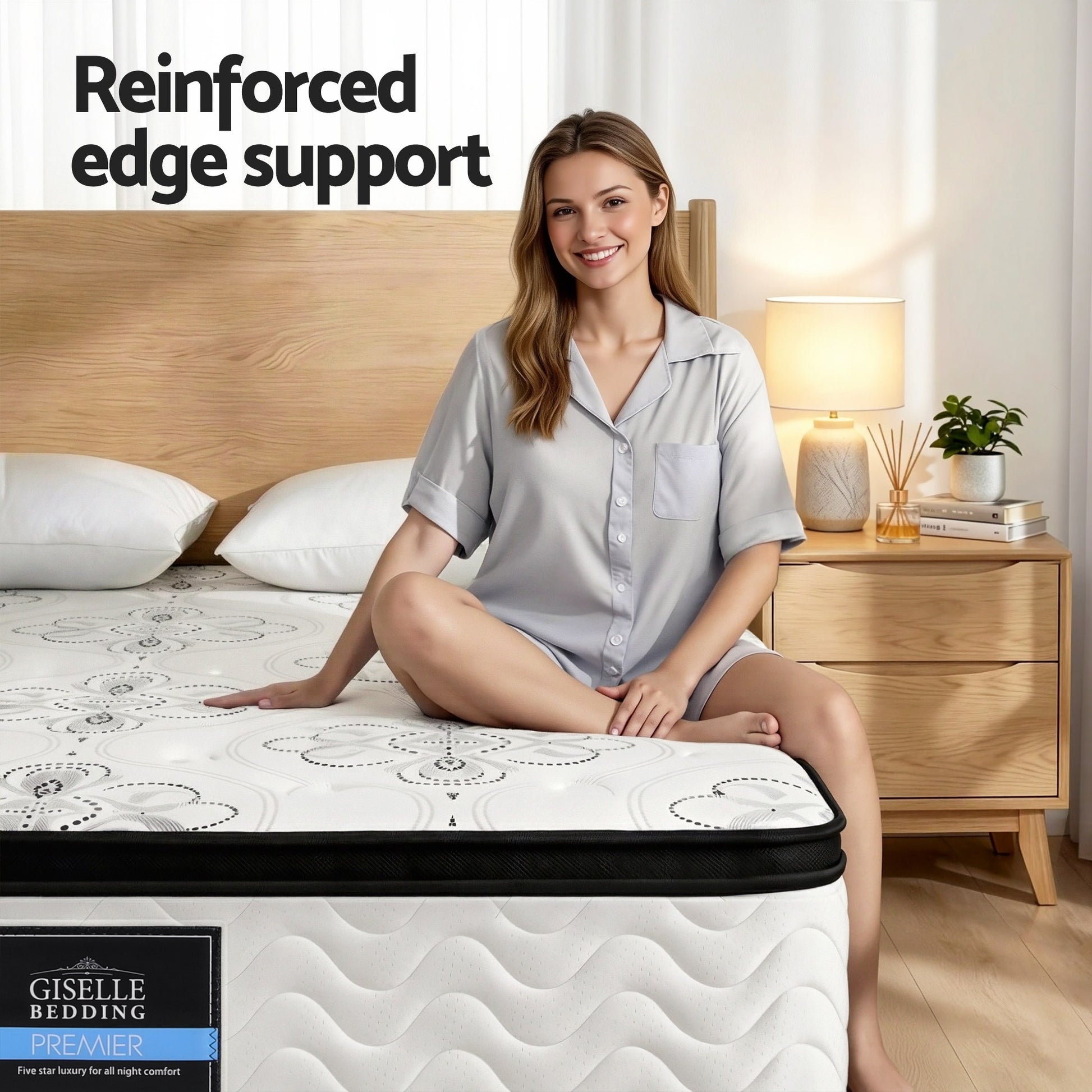 Giselle Bedding 30cm Mattress Pocket Spring Medium Firm Foam Euro Top King - Homecoze