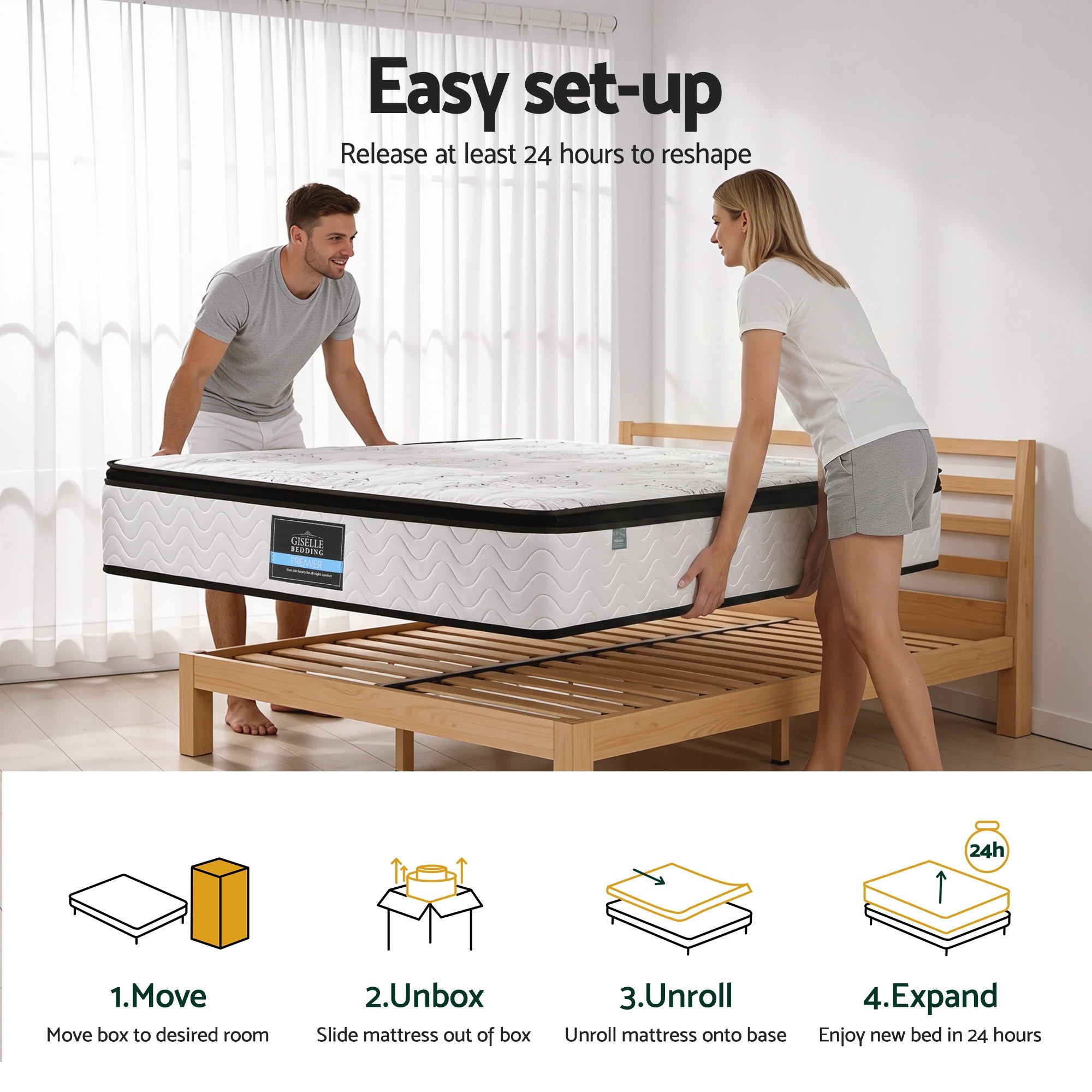 Giselle Bedding 30cm Mattress Pocket Spring Medium Firm Foam Euro Top Single - Homecoze