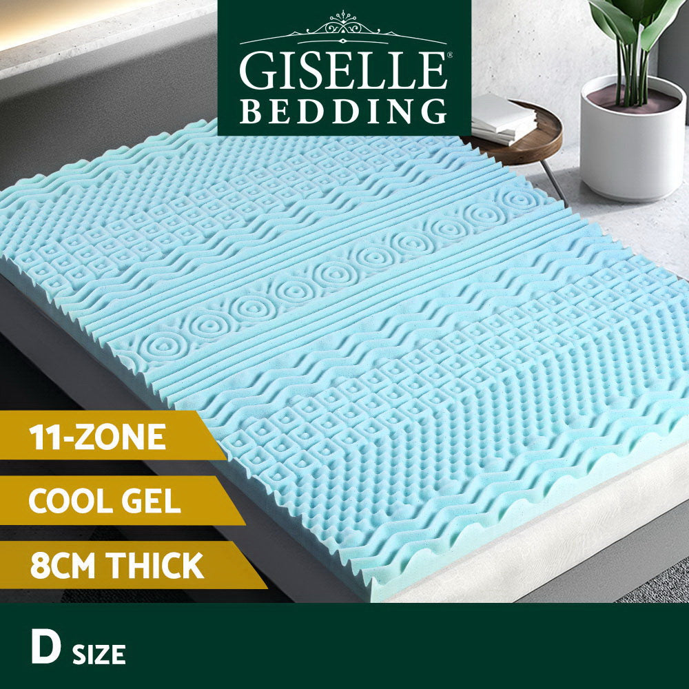 Giselle Bedding Memory Foam Mattress Topper 11-Zone 8cm Double Homecoze