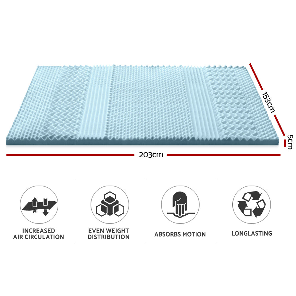 Giselle Bedding Memory Foam Mattress Topper 7-Zone 5cm Queen - Homecoze