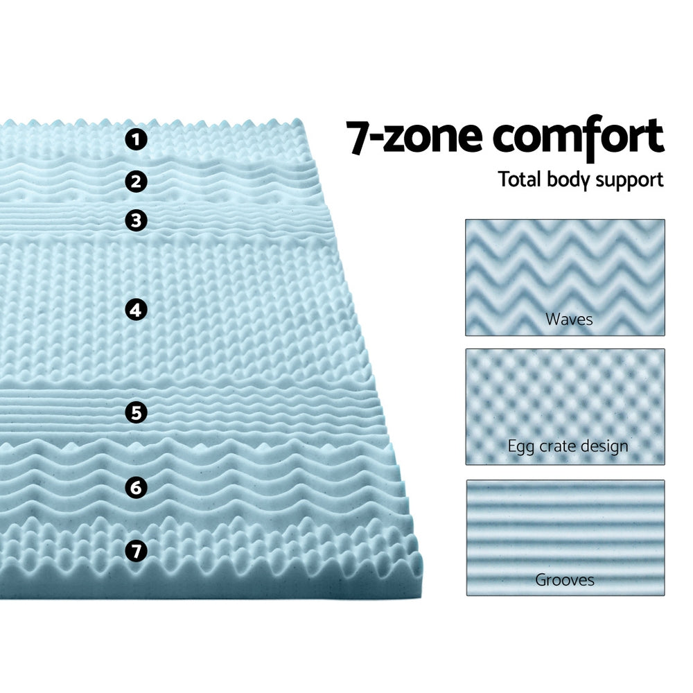 Giselle Bedding Memory Foam Mattress Topper 7-Zone 5cm Queen - Homecoze