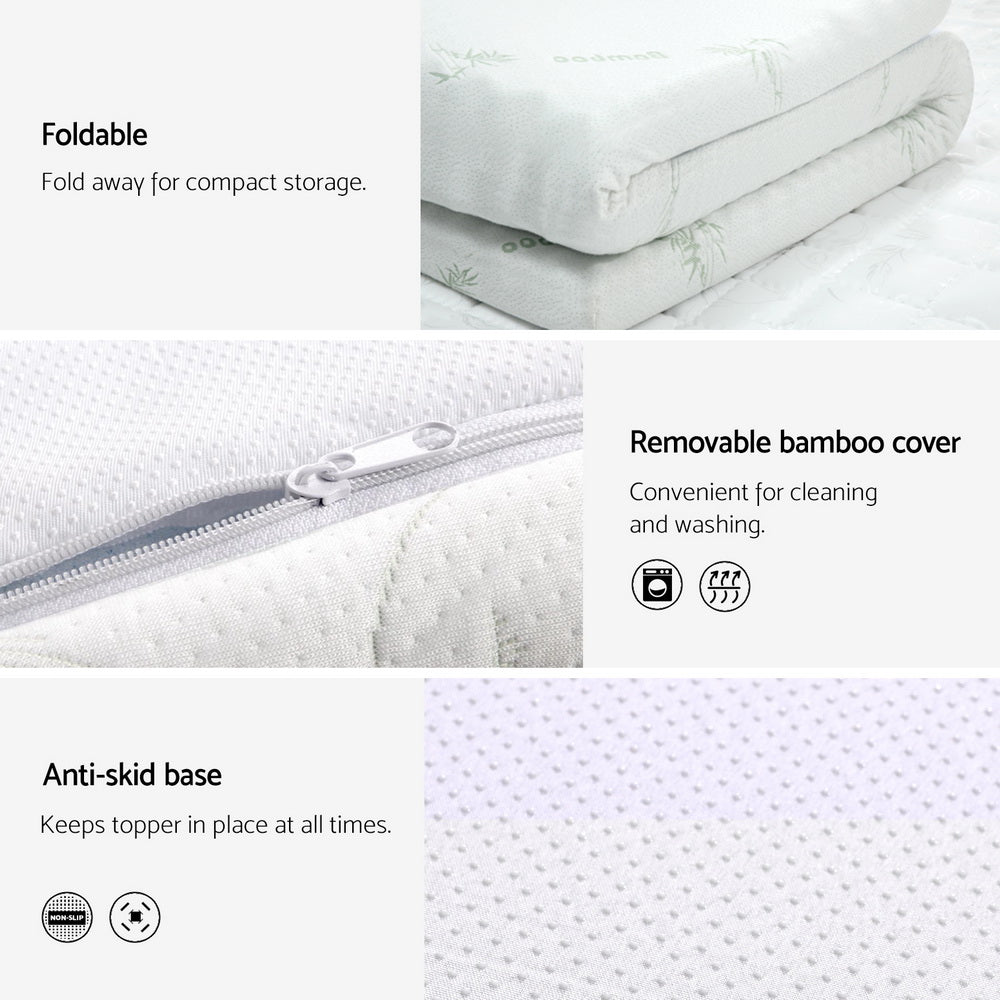 Giselle Bedding Memory Foam Mattress Topper Cool Gel Bed Mat Bamboo 10cm Double - Homecoze