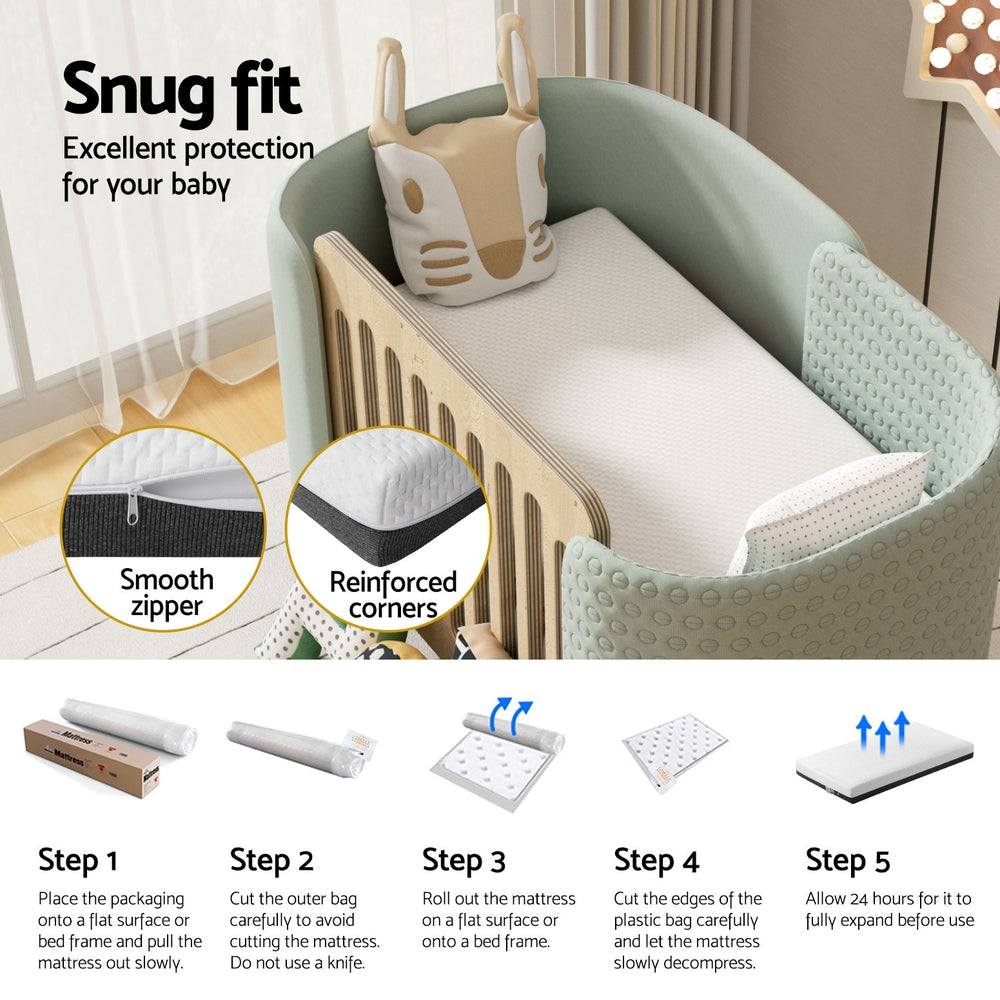 13cm Giselle Baby Cot Mattress Gel Foam - Homecoze