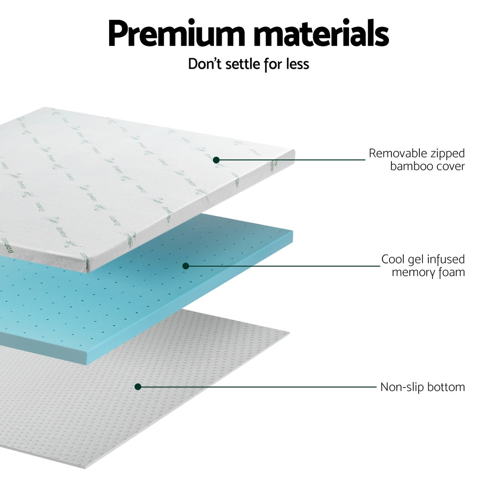 Giselle Bedding Memory Foam Mattress Topper Ventilated Cool Gel 5cm King Single - Homecoze