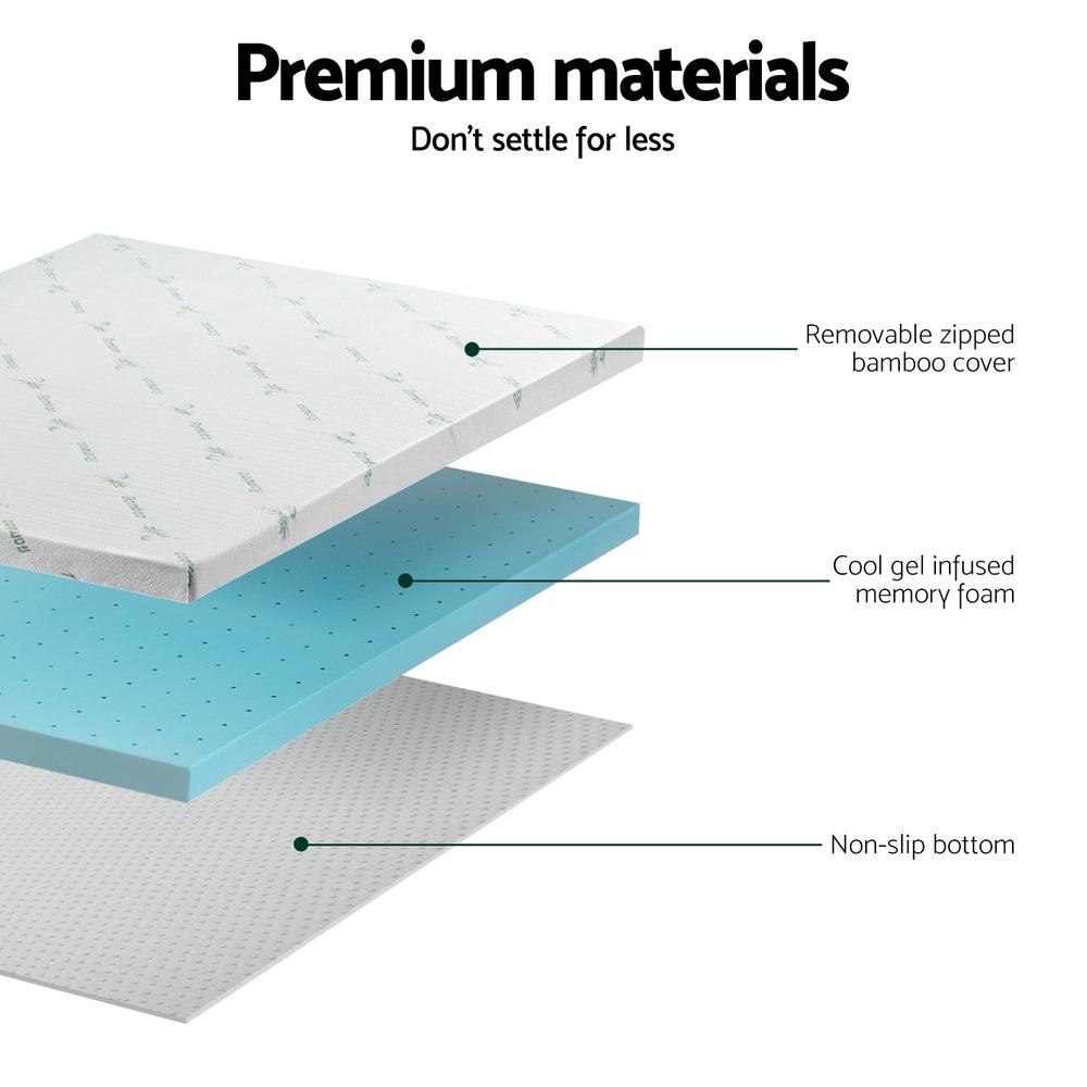 Giselle Bedding Memory Foam Mattress Topper Ventilated Cool Gel 8cm King Single - Homecoze