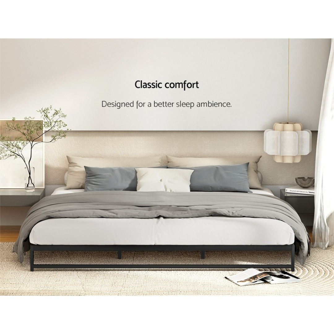 Atlanta (King) Low Profile Metal Bed Frame - Black - Homecoze