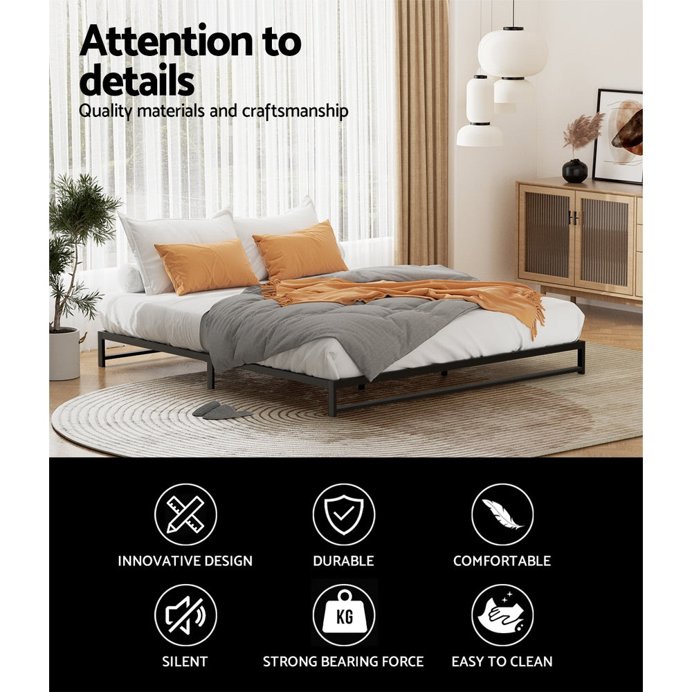Atlanta (King) Metal Bed Frame - Black - Homecoze