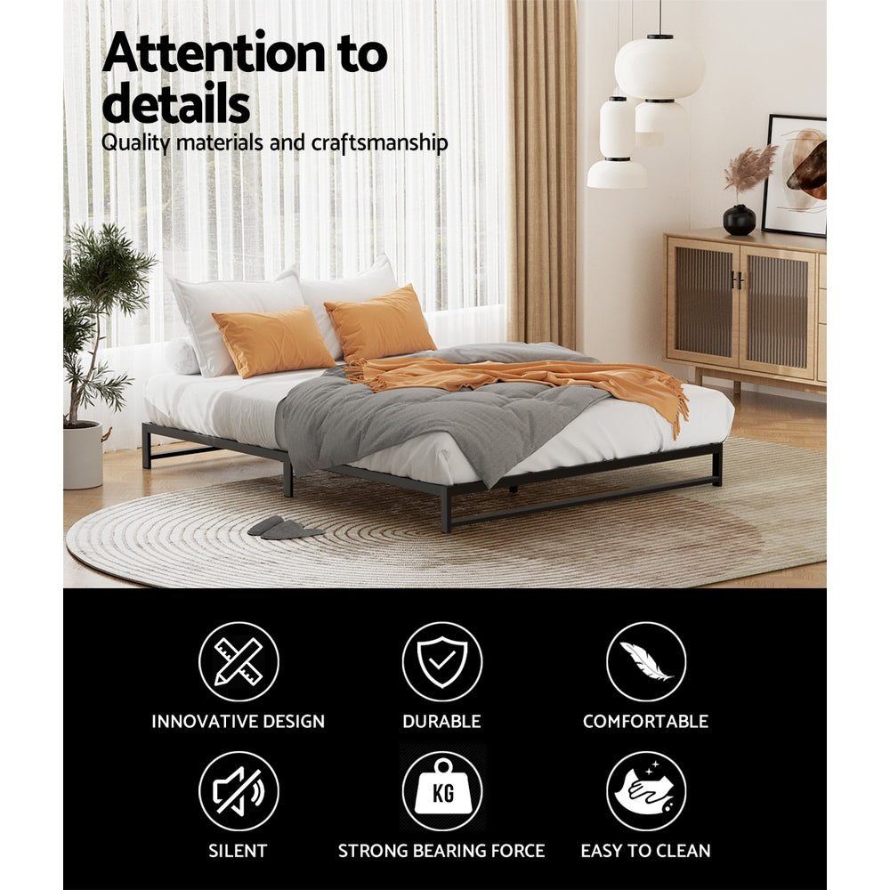 Atlanta (Queen) Metal Bed Frame - Black - Homecoze