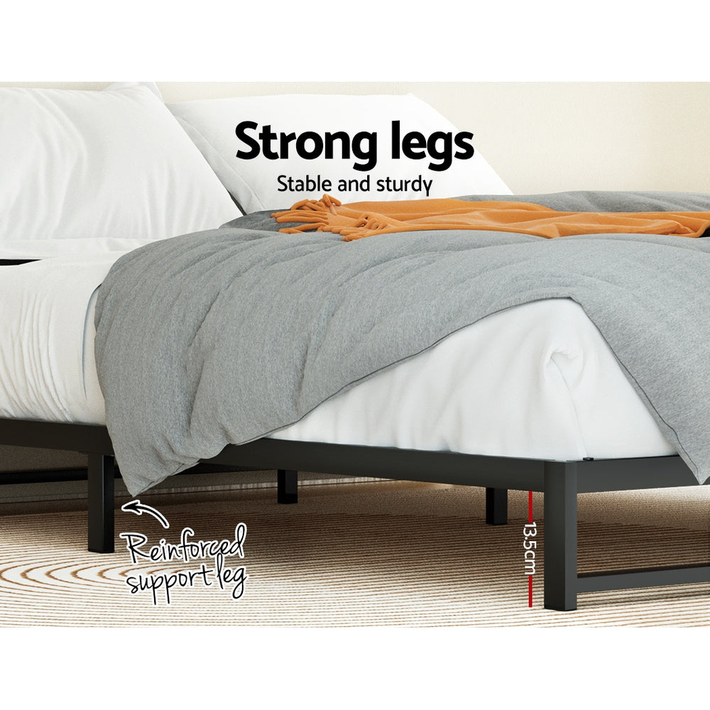 Atlanta (Queen) Metal Bed Frame - Black - Homecoze