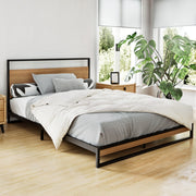 Oakland (Double) Metal Bed Frame - Black & Brown - Homecoze