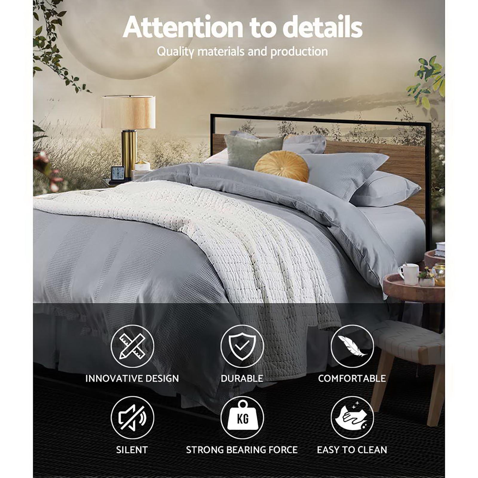Oakland (Double) Metal Bed Frame - Black & Brown - Homecoze