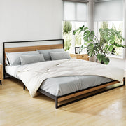 Oakland (King) Metal Bed Frame - Black & Brown - Homecoze