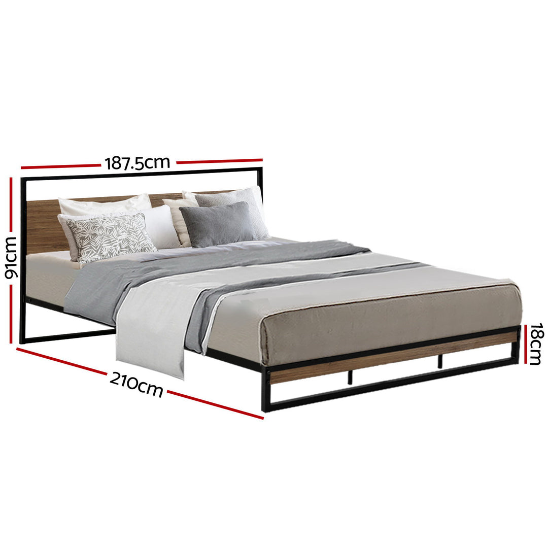 Oakland (King) Metal Bed Frame - Black & Brown