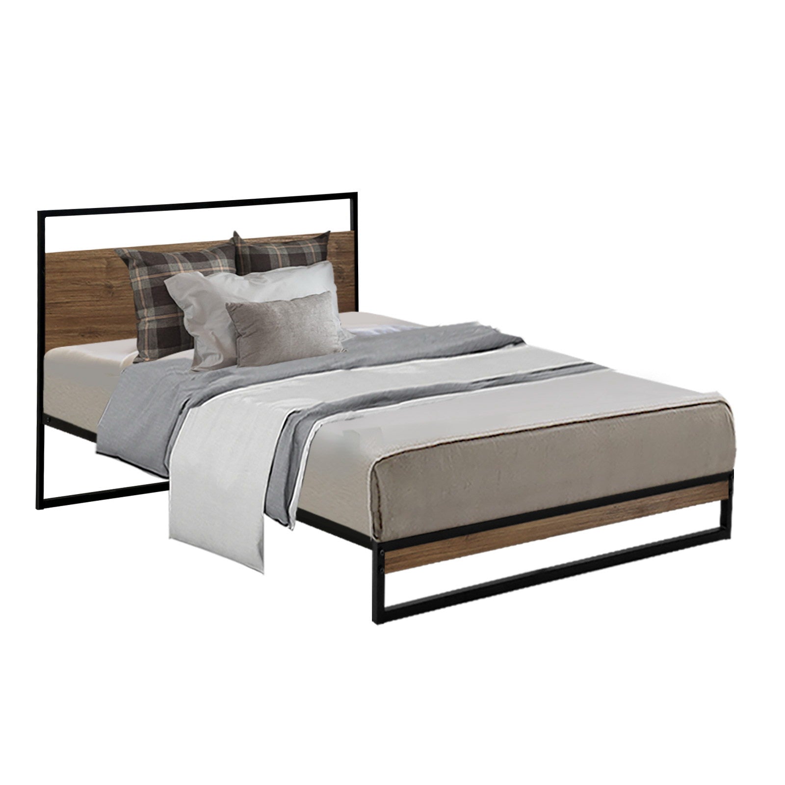 Oakland (Single) Metal Bed Frame - Black & Brown - Homecoze